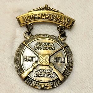Vintage NRA junior division pro-marksman medal pin